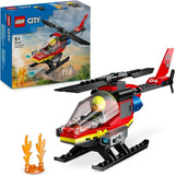 LEGO City Fire Brigade Helikopter, helikopterleksaksset och pilotfigur, brandhelikopter för en fantasifull lekupplevelse, present till barn, pojkar och flickor från 5 år 60411 Byggset Besuche den LEGO-Store Singur