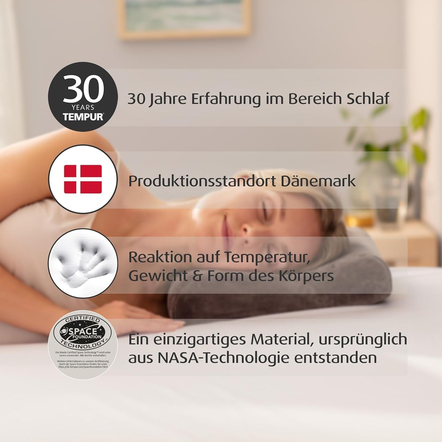 TEMPUR Memory Foam Resekudde, Ergonomisk nackkudde, inklusive bärväska, antracit, Mått 25 x 31 x 10/7 cm