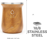 Yerba Mate balibetov teservis (Mate kopp) tillverkad av rostfritt stål med bombilla (halm) för mate, Lätt att rengöra och mycket hållbart Yerba Mate set (WOOD)