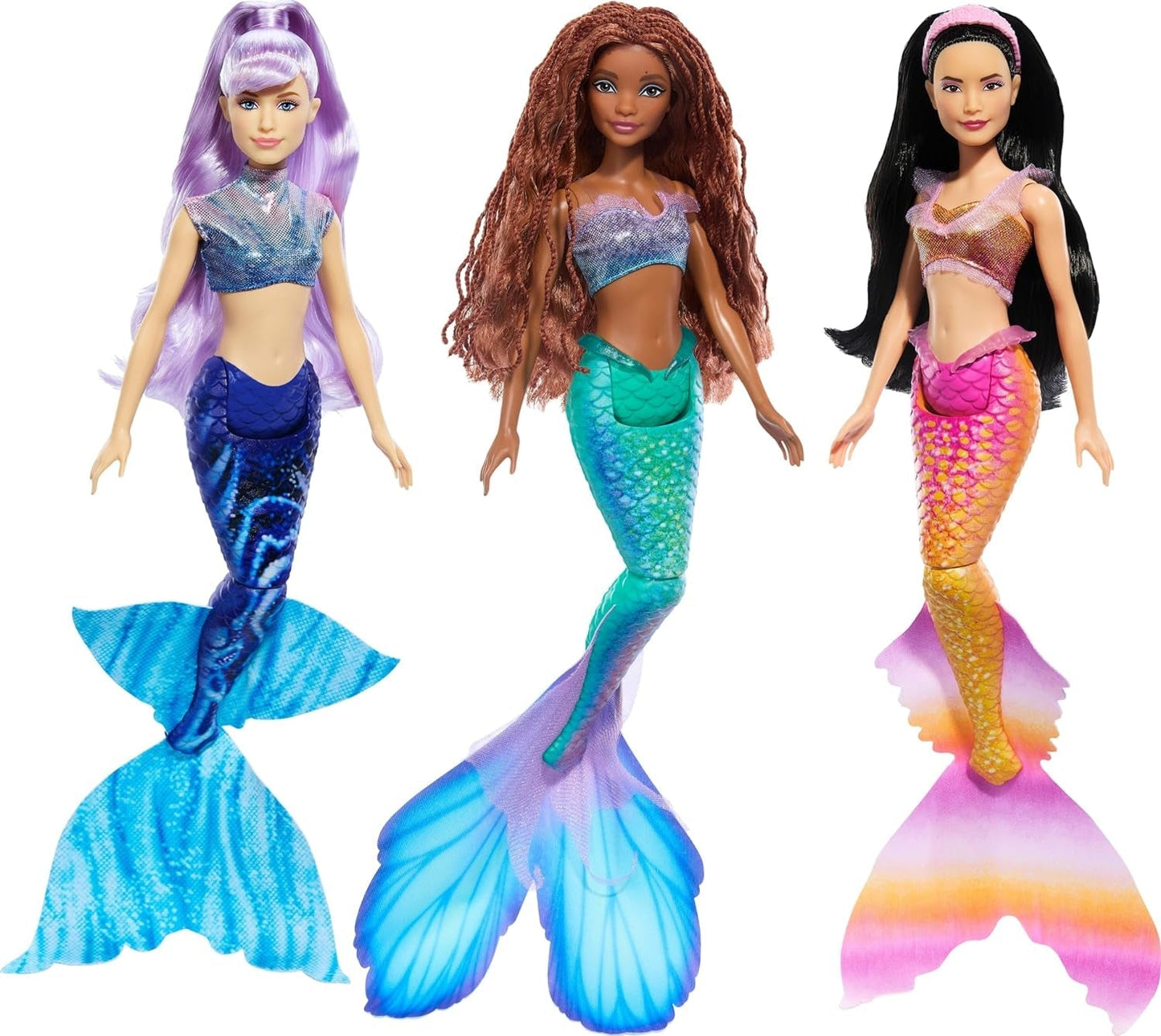Mattel DISNEY Arielle The Mermaid - Set med Mala, Karina och Arielle, unika kläder och frisyrer, för fantasifull lek och insamling, för barn från 3 år och uppåt, HND29 Naty Shop Mala, Karina och Arielle dockor