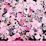 200 bitar Nail Art Charms 3D Nail Art dekorationsset Rosett Nagelhänge Rosa blandad stil Rosett Blomma Nalle Lollipop Hjärtaform Nagelkonstdekoration DIY Craft Nageldesign