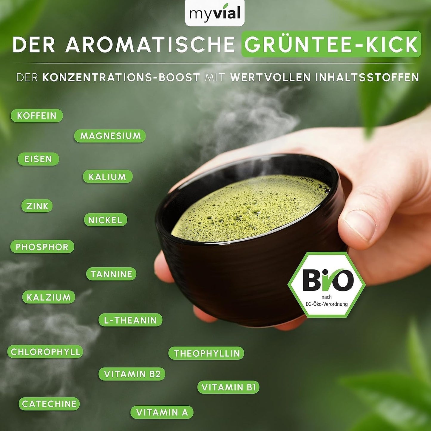Ekologiskt Matcha Tea Premium Pulver 100g Grönt te av högsta kvalitet från Japan Kagoshima - Perfekt för Smoothie Matcha Latte Japanskt Grönt Te Vegansk utan tillsatser Plastfri förpackning