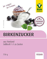 Raab Vitalfood Premium Birkenzucker, Xylit, Vegan, 1:1 Zucker-Alternative, Süßungsmittel, Zahnfreundlich, Vorratspack, 750 G Sweeteners Naty Shop