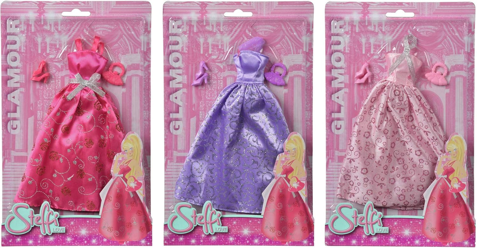 Simba 105723369 - Steffi Love Glamour / Dockklädsset / 3 olika artiklar / Endast en artikel ingår / Balklänning för alla 29 cm dockor / Docka ingår inte