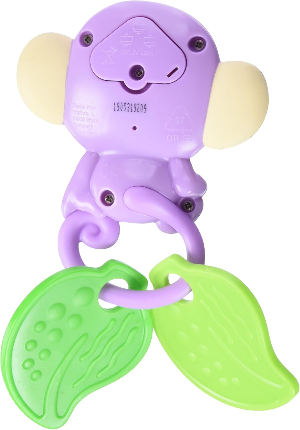 Simba 104010192 - ABC monkey musikalisk skallra, 2 sensoriska element, med musikalisk funktion, 17cm, leksak för barn, från 6 månader Baby Toys Naty Shop