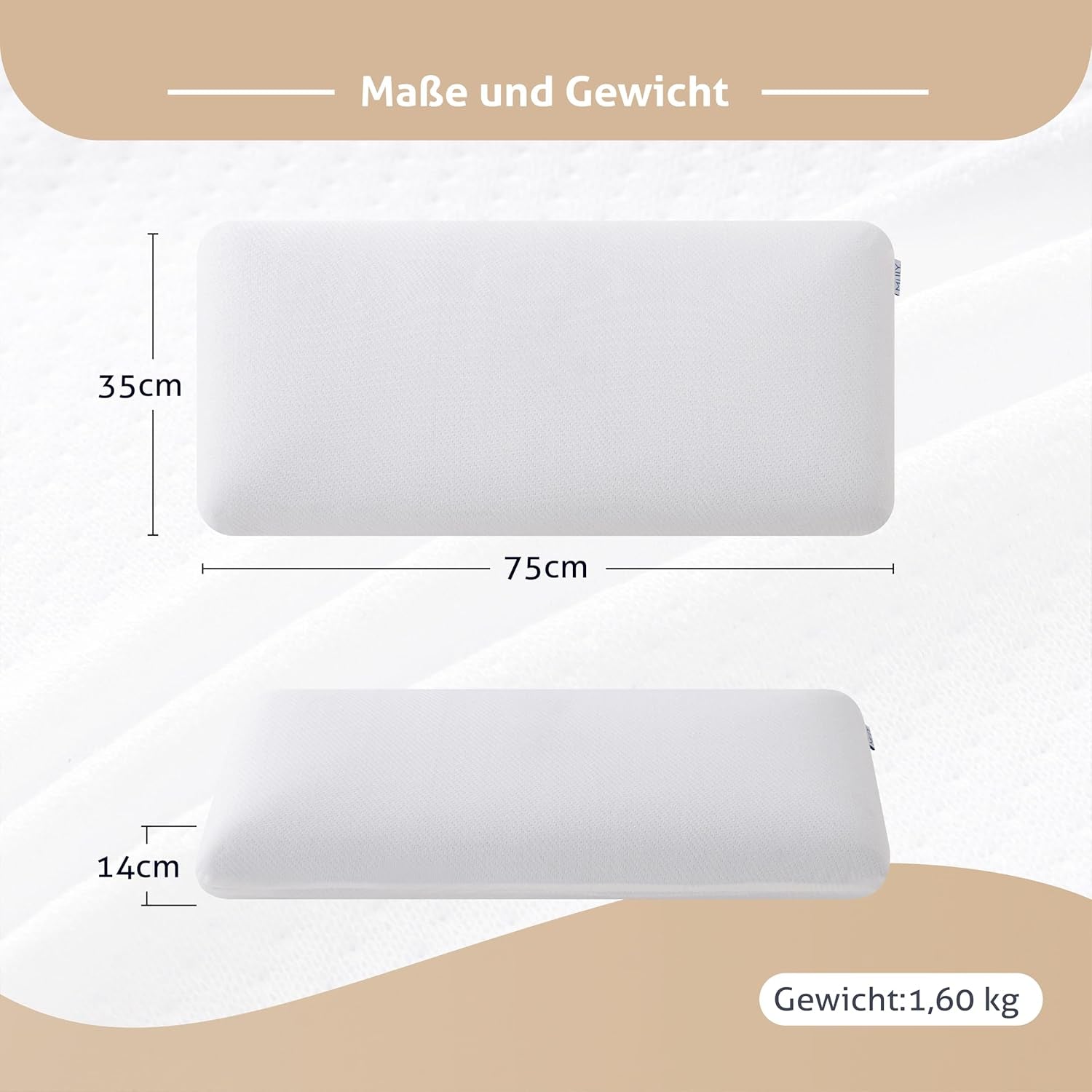 EGO HOME Kudde Memory Foam Mjuk Ergonomisk kudde för ryggsömn Side Sleeper Nackstödskudde med andningsbart och tvättbart överdrag, Oeko-Tex Certified, Nackkudde 75X35Cm Perne standard Naty Shop