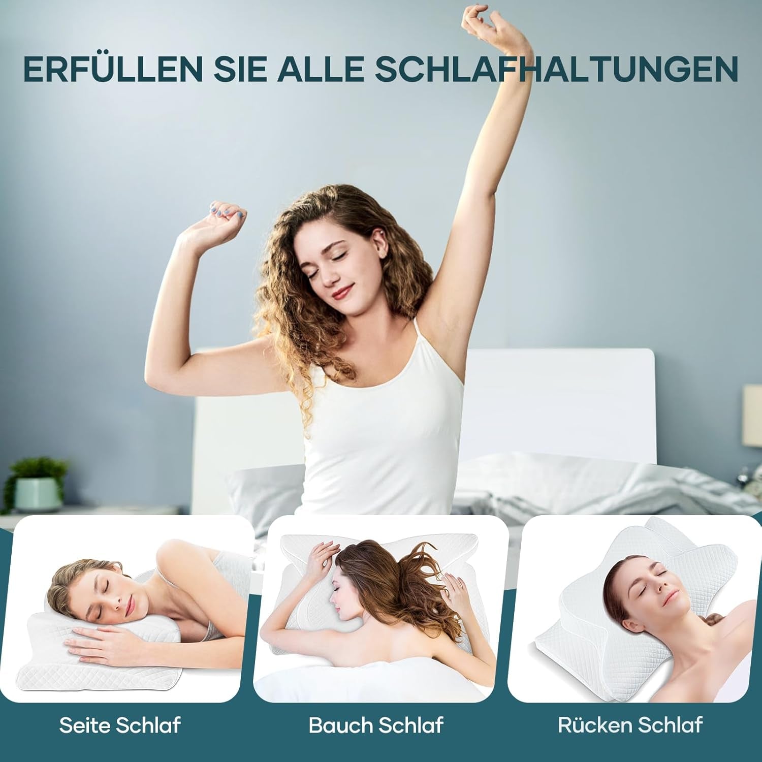 Nackkudde Huvudkudde Ortopedisk kudde Memory Foam Kudde Ergonomisk huvudkudde Nackstödskudde Anti-sidoslagskudde för sido-, rygg- och magsyllar Vita cervikala ortopediska kuddar Naty Shop