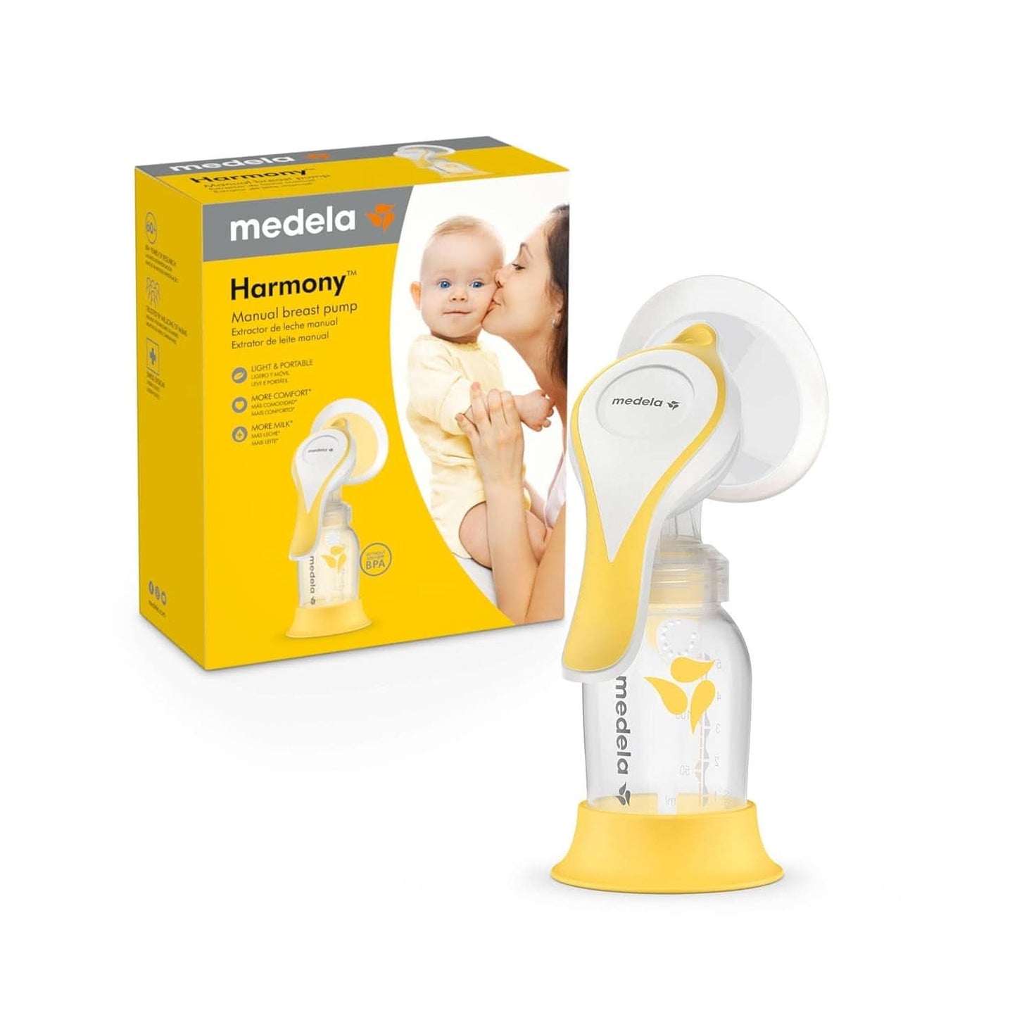 Medela Harmony manuell bröstpump - Kompakt schweizisk design med Personalfit Flex-sköldar och Medela 2-Phase Expression-teknologi Tillbehör Mat och amning Baby Naty Shop Manual Pumps