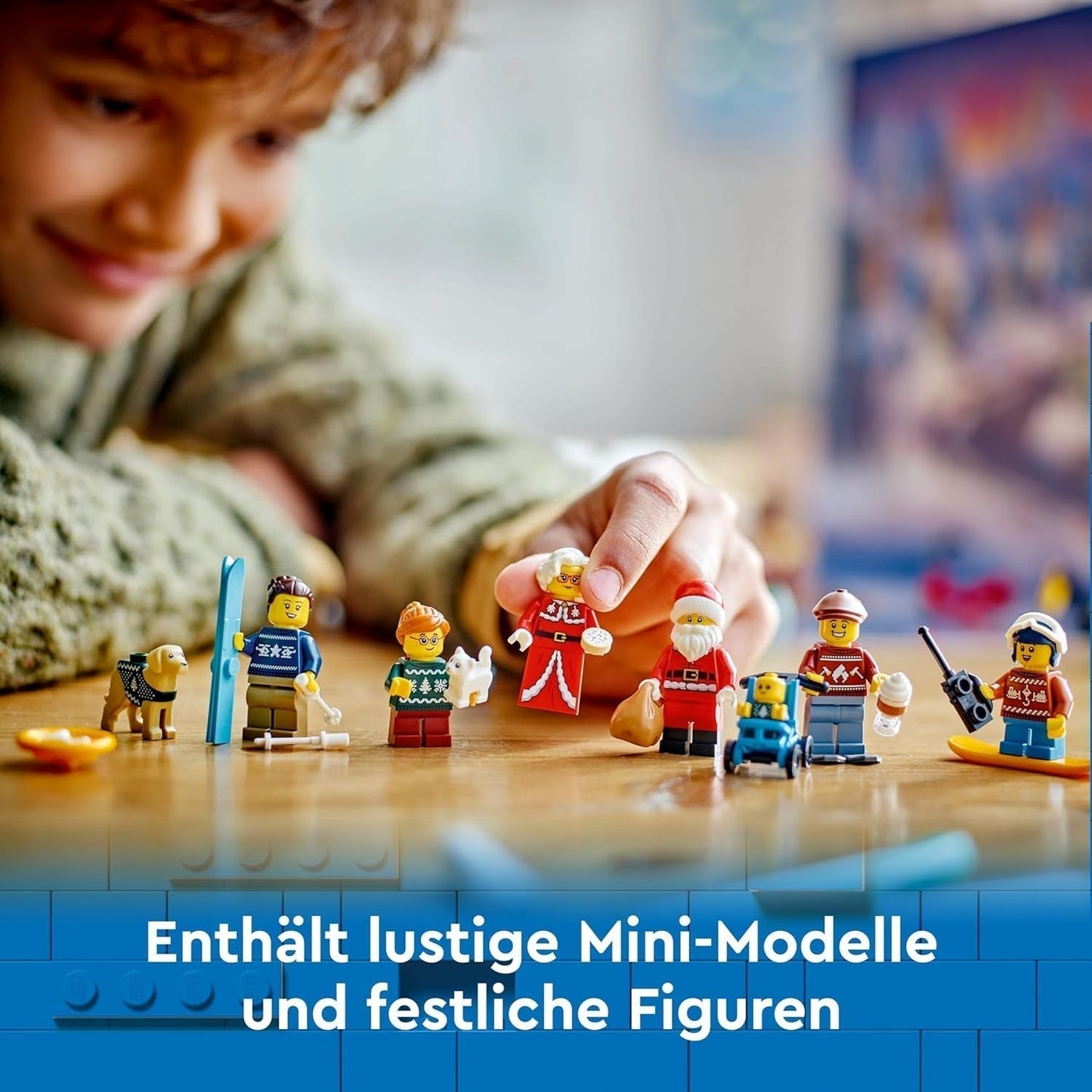 LEGO City adventskalender 2024, adventspresent för barn från 5 år, 24 överraskningar, minifigurer i juloveraller, jultomten och frun jultomten, julklapp 60436 Byggset Besuche den LEGO-Store