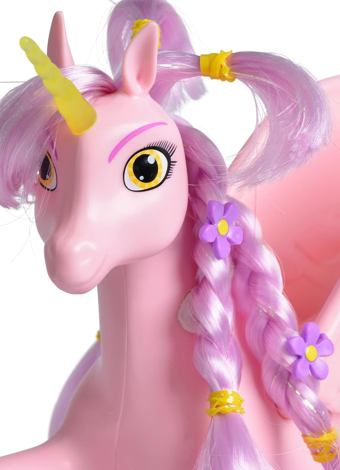 Simba 109480092 - Mia and Me Unicorn Kyara, med rörliga vingar, hårspännen och stylingborste, 20 cm, från 3 år, rosa Naty Shop Dolls