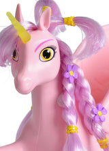 Simba 109480092 - Mia and Me Unicorn Kyara, med rörliga vingar, hårspännen och stylingborste, 20 cm, från 3 år, rosa Naty Shop Dolls
