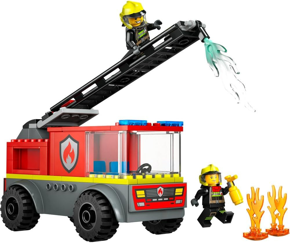 LEGO City Fire Ladder Truck - Leksaksbrandbil med 2 brandmansminifigurer för pojkar och flickor från 4 år - pedagogisk leksak - present till förskolebarn 60463 Byggset Besuche den LEGO-Store