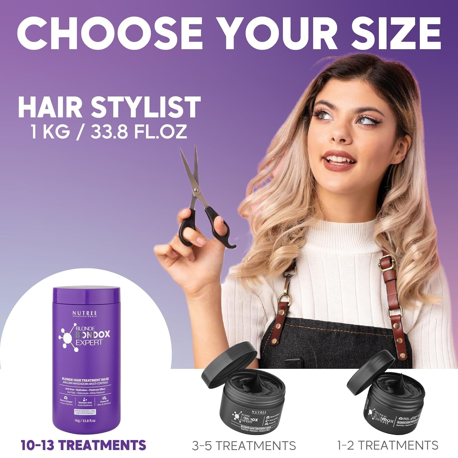 BLOND BONDOX HÅRBEHANDLING 1 kg Professionell lila värmemask - olivolja - återställer hårets elasticitet och flexibilitet, mjukar upp, återfuktar och tillför glans Naty Shop Hair Mask