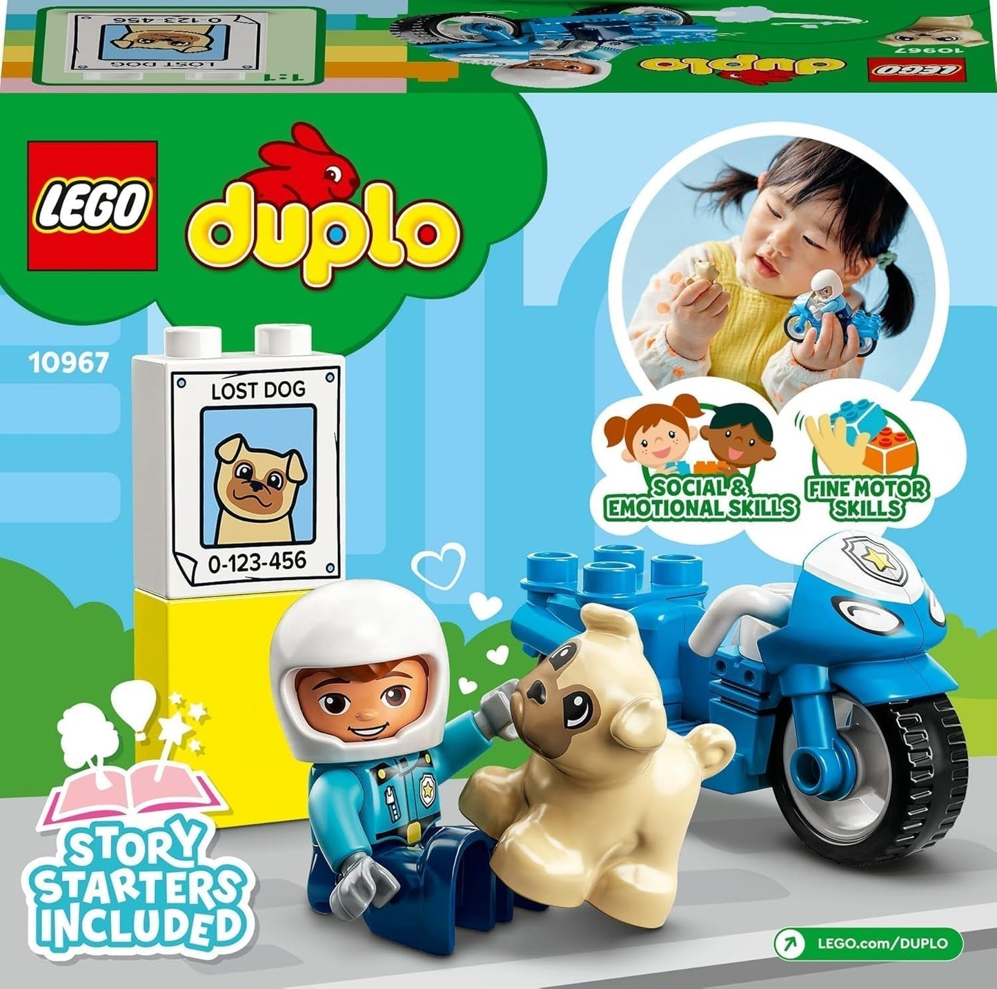 LEGO 10967 DUPLO polismotorcykel, Polisleksak för småbarn från 2 år, Idealisk leksak för motorik för bebisar, Leksaksmotorcykel Byggset Besuche den LEGO-Store