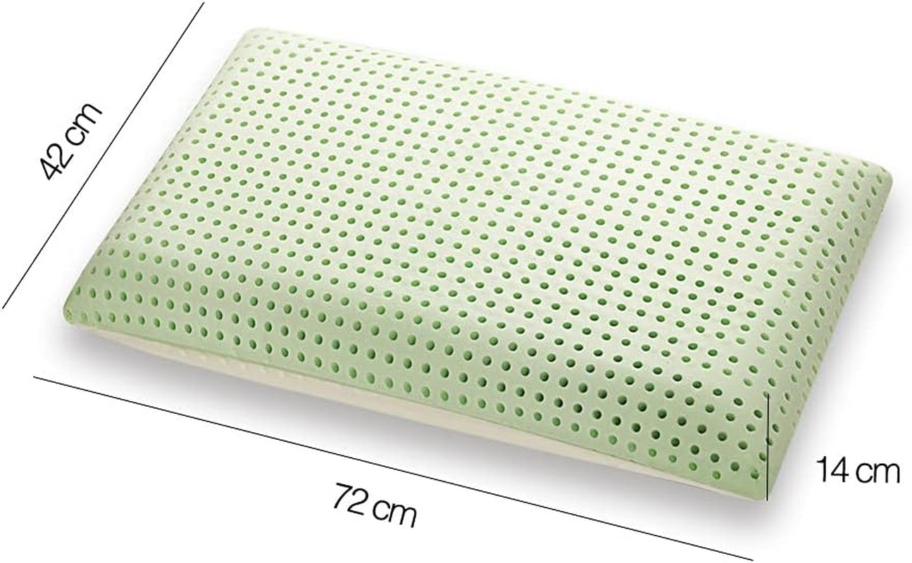 Ortopedisk nackstödskudde - Ekologisk Aloe - Aloe Vera Viskoelastisk kudde 14 cm Höjd 100 % bomullsöverdrag Visco-kudde - Memory Foam-kudde - Tillverkad i Italien Naty Shop Standardkuddar