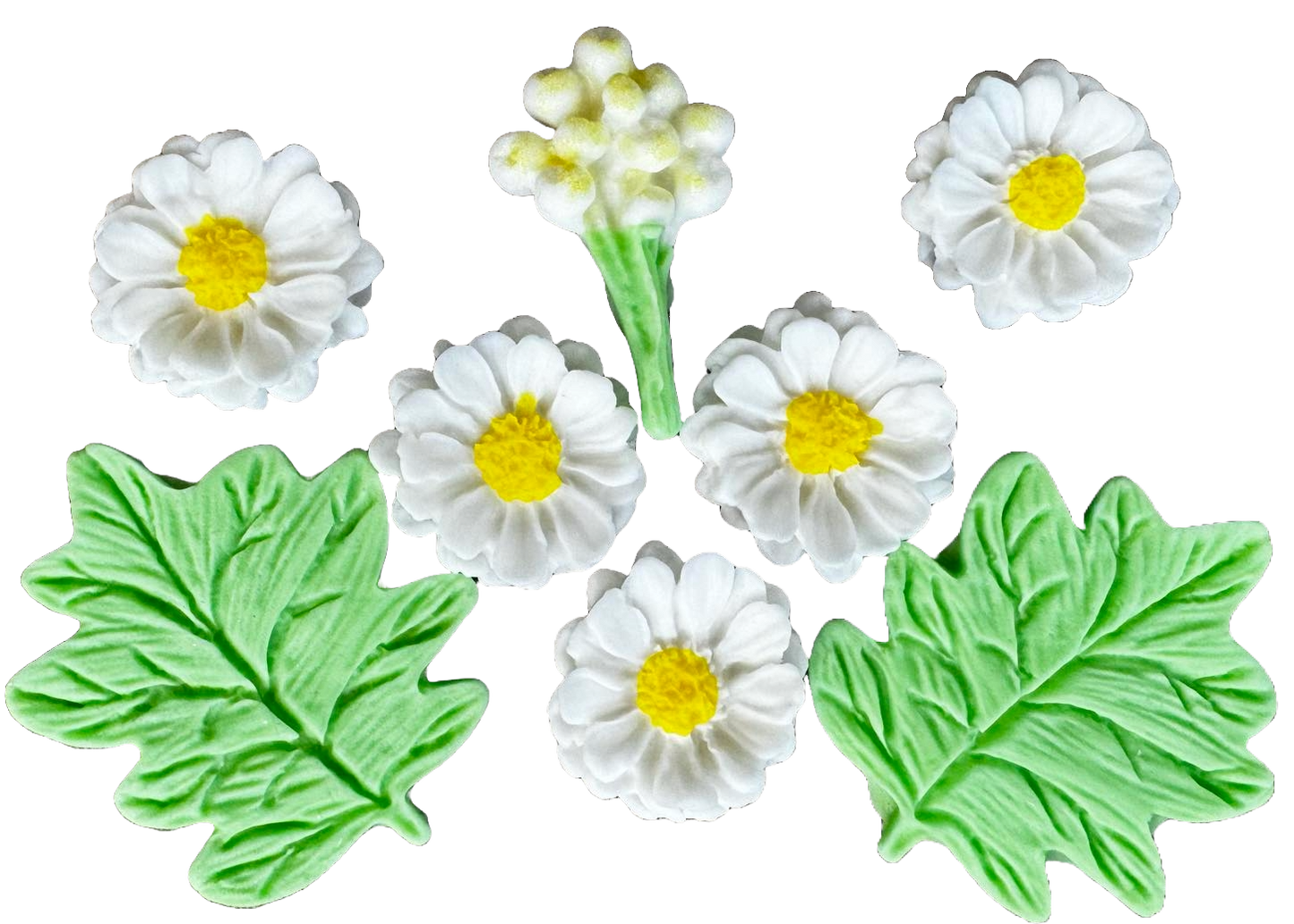 Set med 8 ätliga sockerdekorationer, fältprästkragar Naty Shop Sugar Paste Decorations