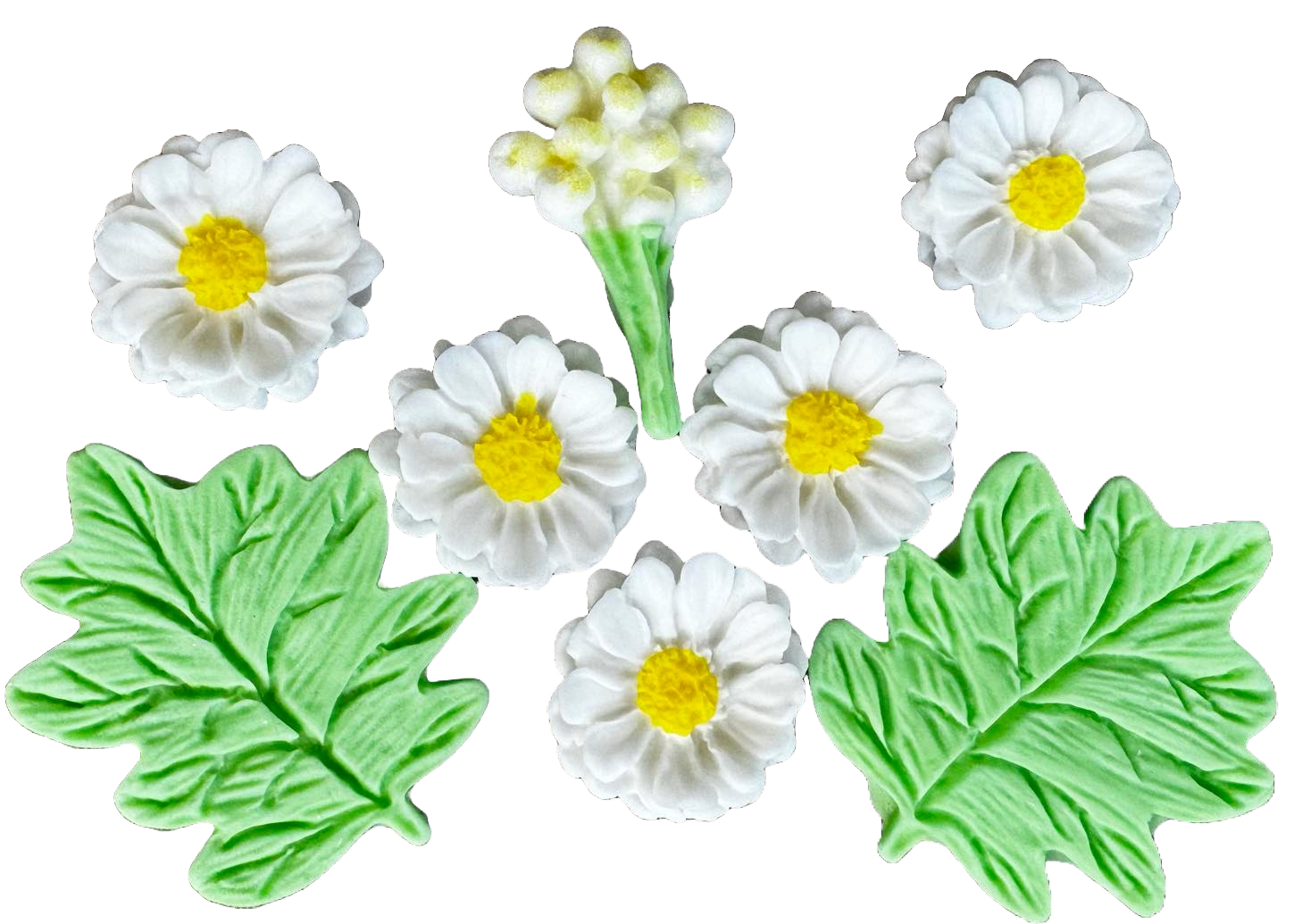 Set med 8 ätliga sockerdekorationer, fältprästkragar Naty Shop Sugar Paste Decorations