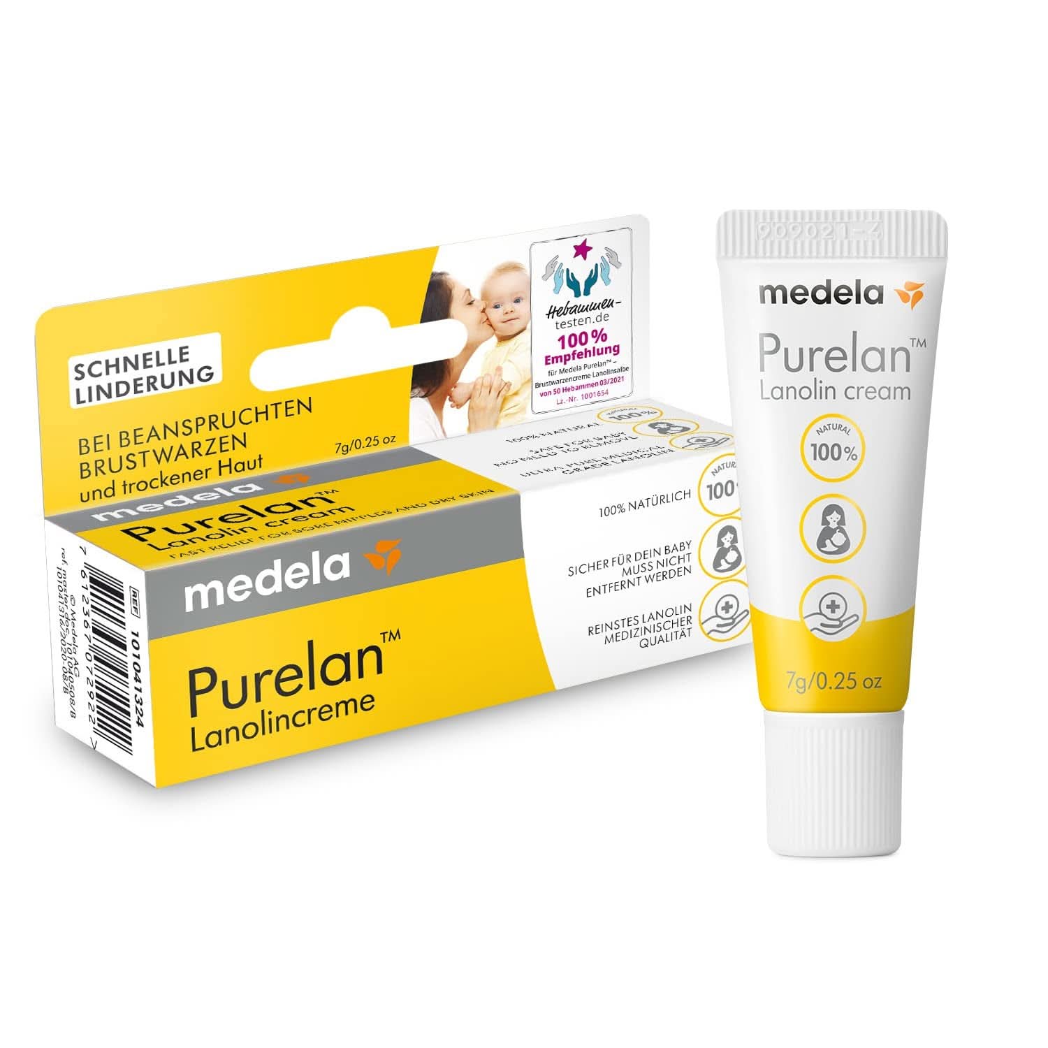 Medela Purelan 37 G Lanolincreme – Schnelle Hilfe Bei Beanspruchten Brustwarzen Und Trockener Haut – 100 % Natürlich, Hypoallergen, Dermatologisch Getestet Und Frei Von Duftstoffen Tillbehör Mat och Amning Bebe Naty Shop Brustwarzencreme 7G