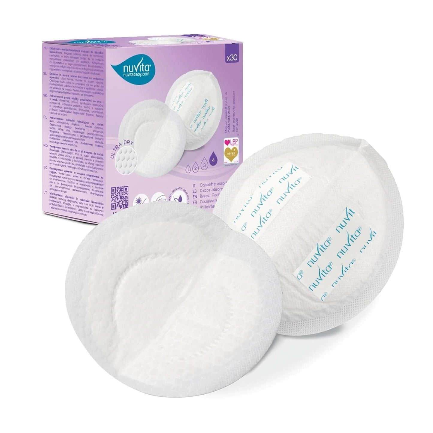 Nuvita 1202 - Absorbenter för dag- och nattamning Tillbehör Mat och amning Baby Naty Shop 30 1202 (30 st)
