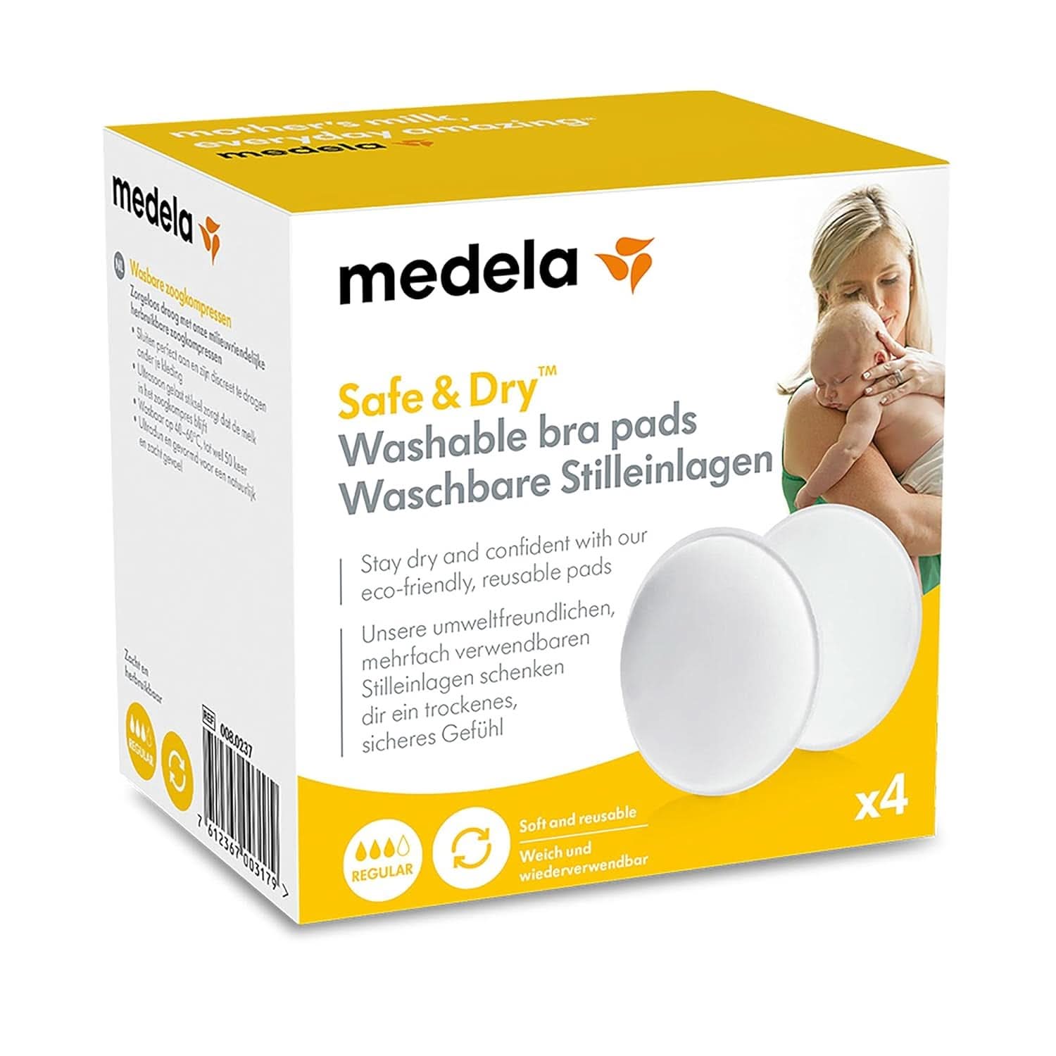 Medela Waschbare Stilleinlagen, 4 Stück Tillbehör Mat och Amning Bebe Naty Shop
