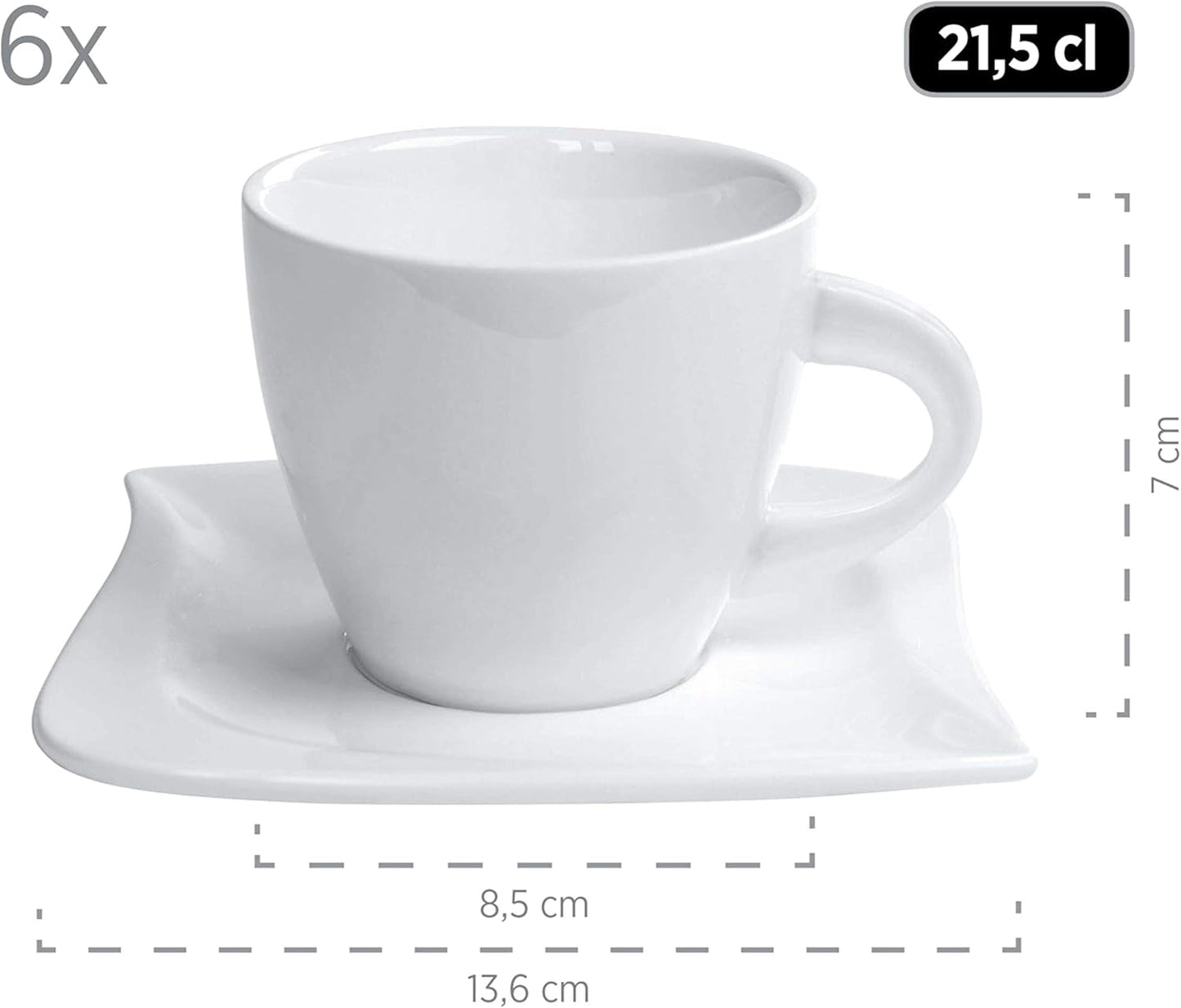 Verso de Mäser, La Musica-serien, 18-delad kaffeservering, 6-personers porslinsservis, 921172, vit
