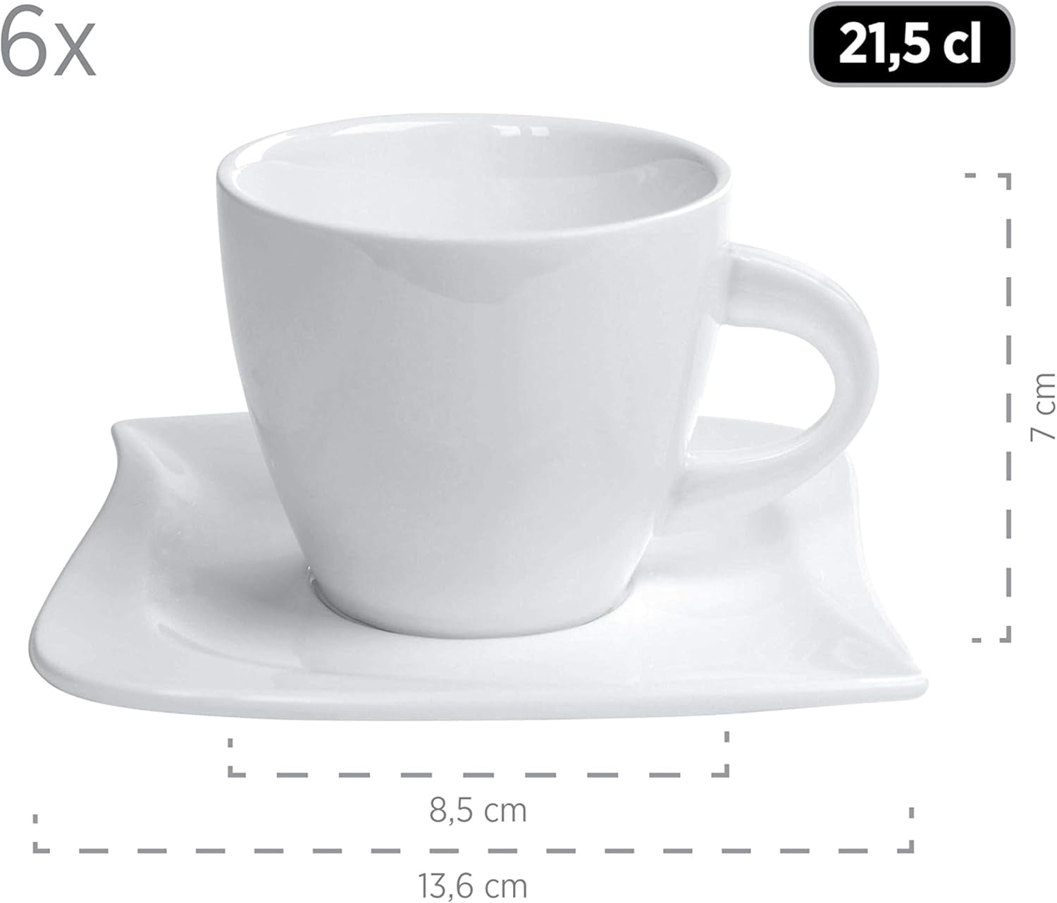 Verso de Mäser, La Musica-serien, 18-delad kaffeservering, 6-personers porslinsservis, 921172, vit