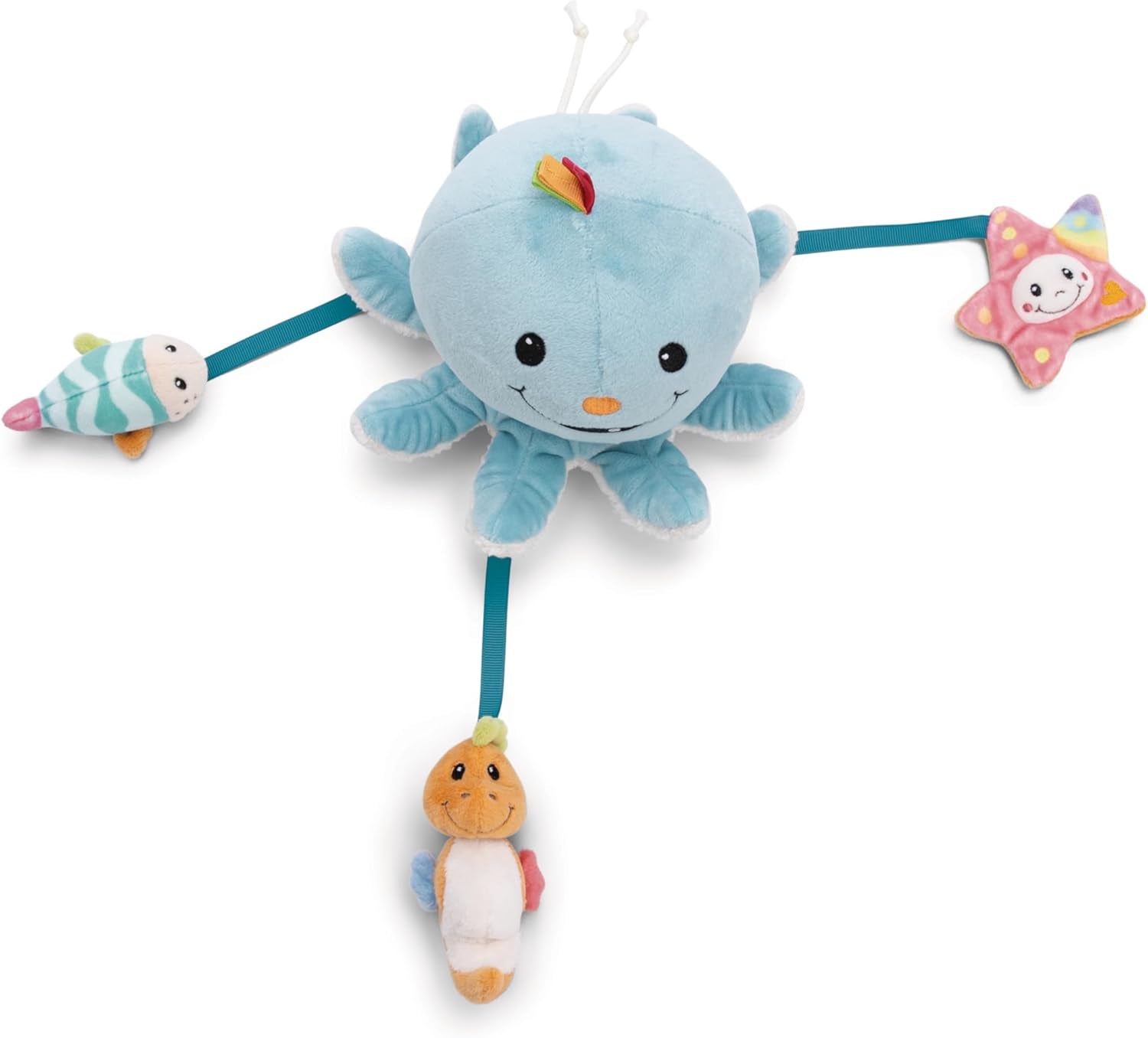 Octilly badleksak 18x14cm inkl. 3 figurer i presentförpackning 23,5x17x13,5cm blå - leksak med greppelement - badleksak för barn för att fånga och leka Baby Toys Naty Shop