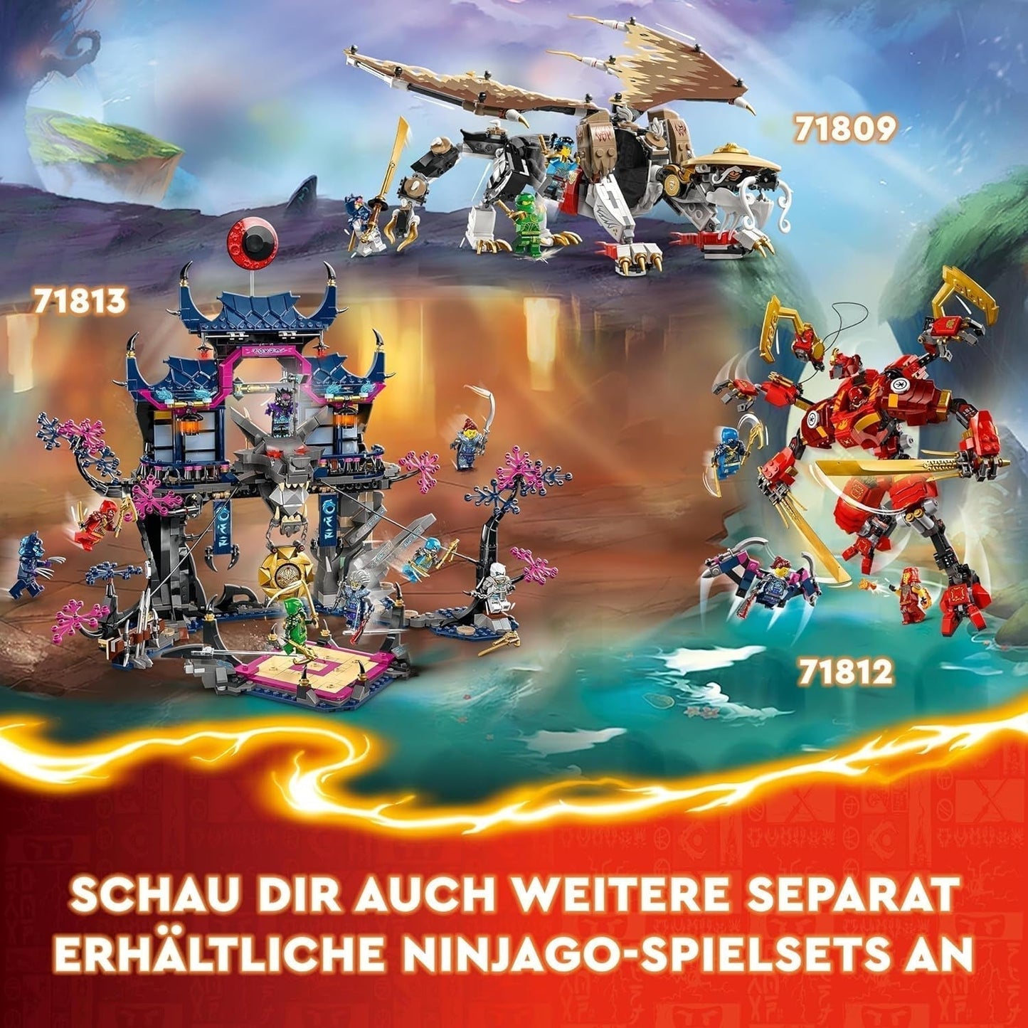 LEGO NINJAGO Dragon Stone Temple Drakleksak med 6 Ninjafigurer, stort set att bygga, leka och visa upp, födelsedagspresent för pojkar och flickor 13+ 71819 Byggset Besuche den LEGO-Store