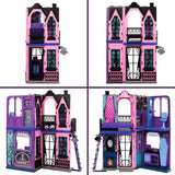 Monster High Buh-tique Hotel Dollhouse, hopfällbart lekset med läskiga överraskningar i varje rum och 13+ lekset, inklusive möbler och tillbehör, JBF16