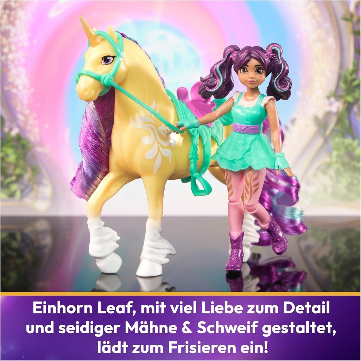 Unicorn Academy AVA och Unicorn Leaf Set - Originalfigurer ca 12 cm höga från den populära Netflix-serien Med två tillbehör och hårborstar För fantasifullt rollspel, för barn från 4 år och uppåt Actionfigurer Naty Shop