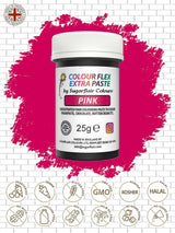 Matfärgspasta Sugarflair Colourflex Extra Pink Paste - Ätbar matfärg för smörkräm, choklad, sockerpasta, glasyr, fondant, kakmixar, deg med mera - 25g