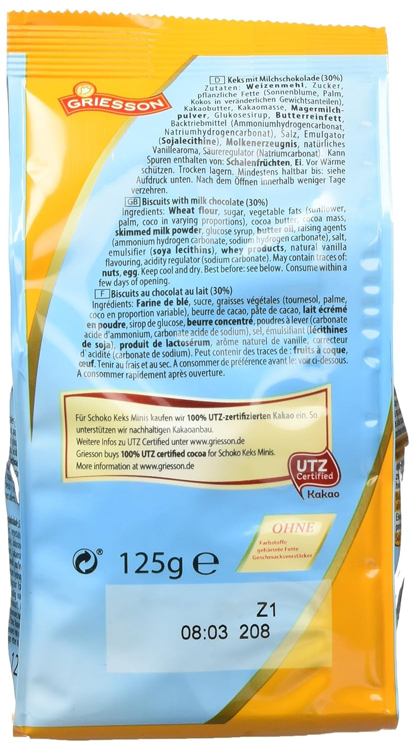Griesson Chocolate Mini Biscuits Pack om 12 (12 påsar x 125g)