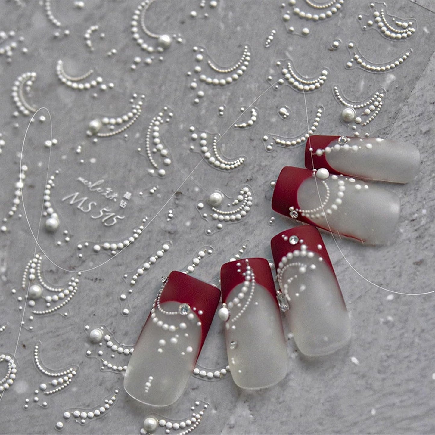 JMEOWIO 3D Nagelsticker Perlenlinie Nail Art Sticker Selbstklebend Nagelaufkleber 5D Stereoskopisk Dekoration Nageldesign Zubehör 1 Blatt