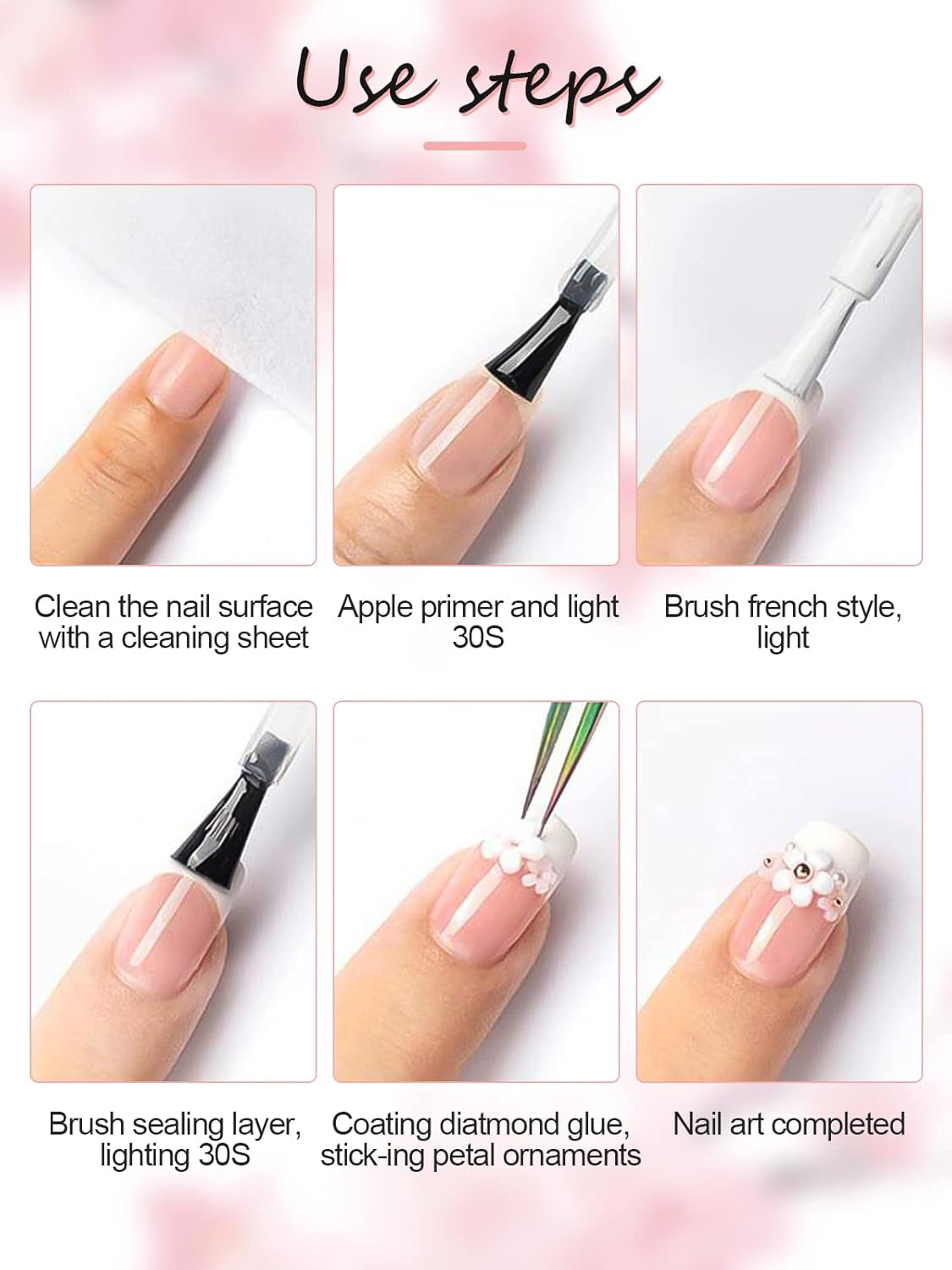 Kalolary Flowers Nail Art Charms, 3D Akryl Blommor för naglar Fem kronblad Blommor Ornament Nagelädelstenar Strasstenar Blandade metallpärlor för DIY Nail Art Design Smyckenstillverkning (2 lådor)