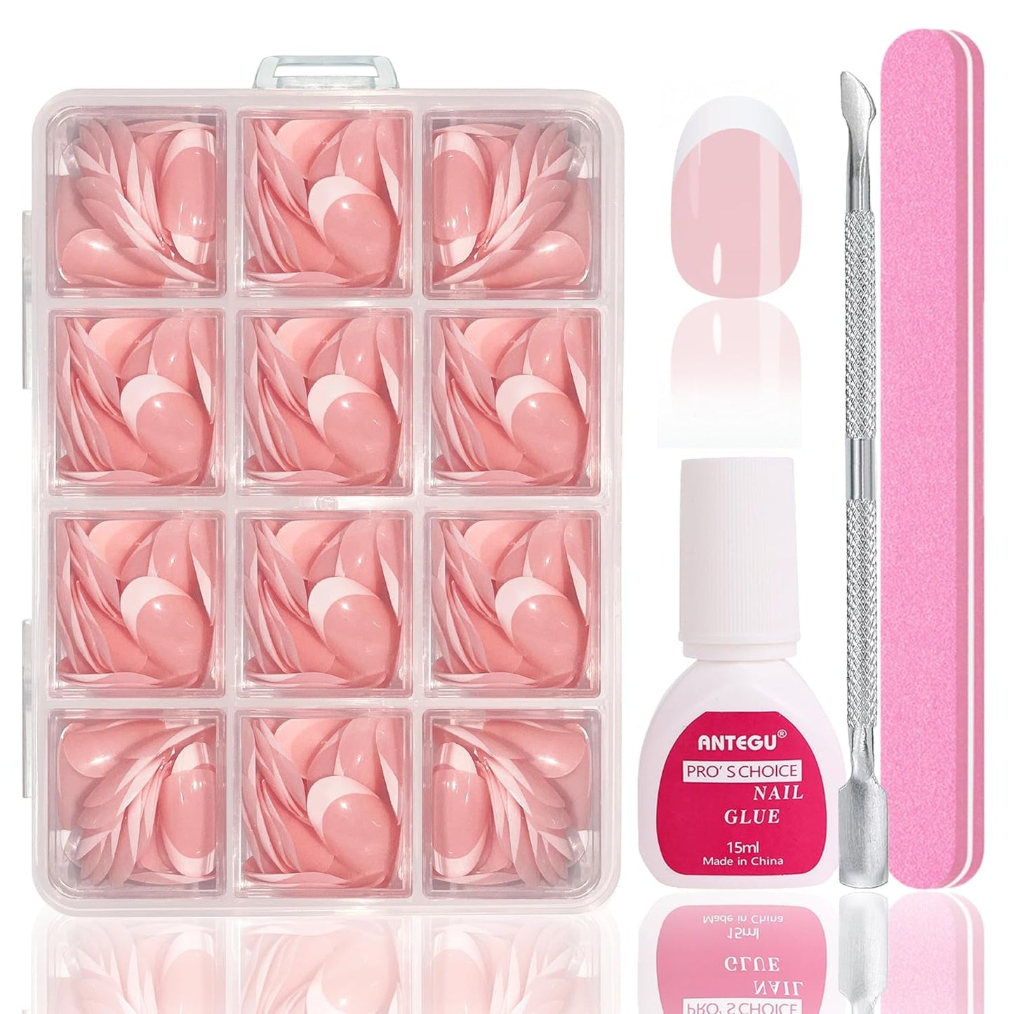 Ballerina lösnaglar set - 240 stycken Delikat lila rosa lösnaglar, heltäckande lim på lösnaglar, lösnagel tips set för manikyr och nagelkonst för kvinnor och flickor (lavendelrosa)