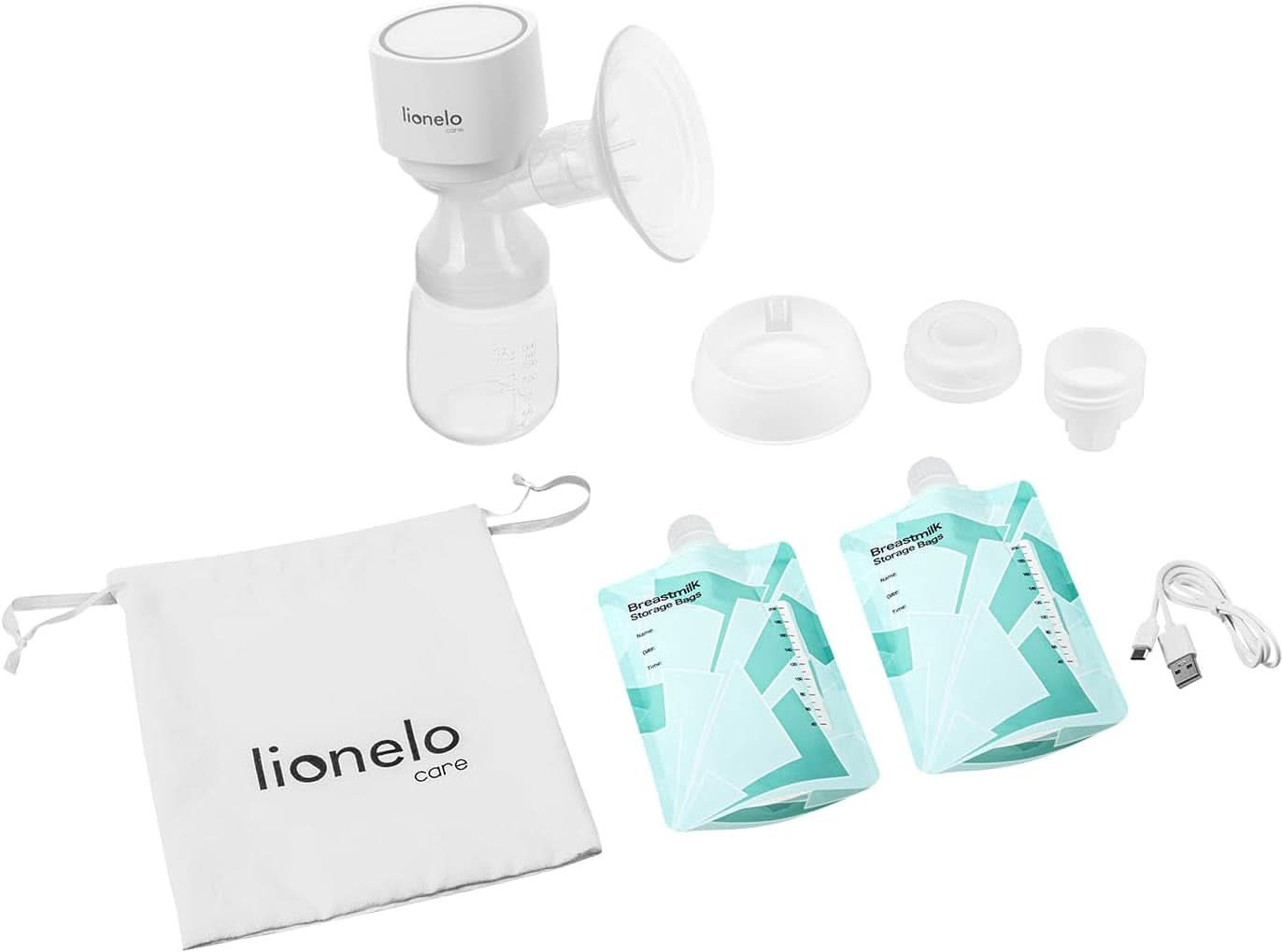 LIONELO Fidi One sladdlös bröstpump 180 ml, 3-fas bärbar bröstpump, 9-stegs energibesparande massage, silikontratt 26 mm speltid 120 min Bpa-fria tillbehör Mat och amning Bebe Naty Shop