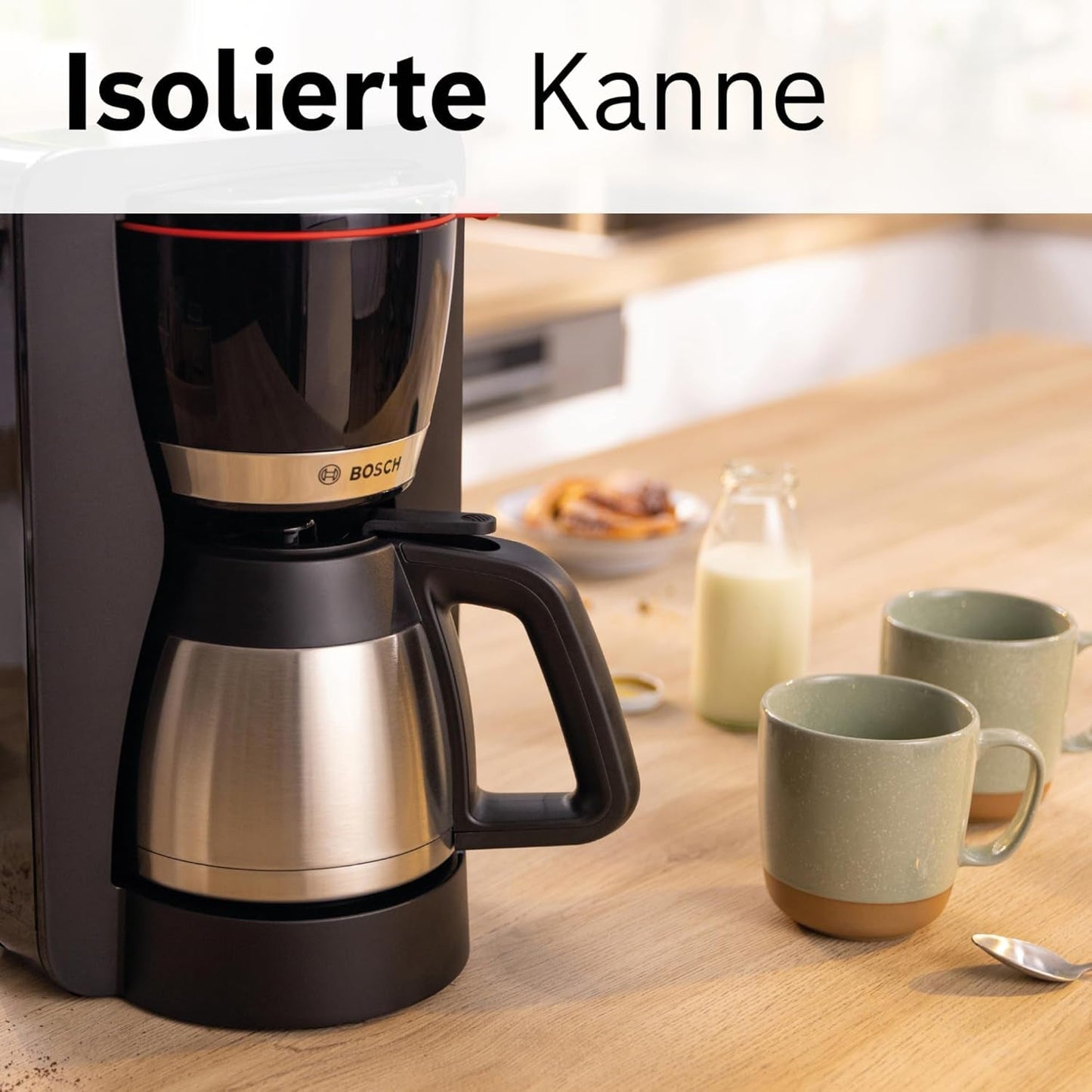 Bosch MyMoment TKA6M273 Filter Espressomaskin, 1L termokanna, 8-12 koppar, Anti-droppsystem, Roterande filterhållare, Avkalkningsprogram, Avtagbar vattentank, 1200 Watt, Mattsvart