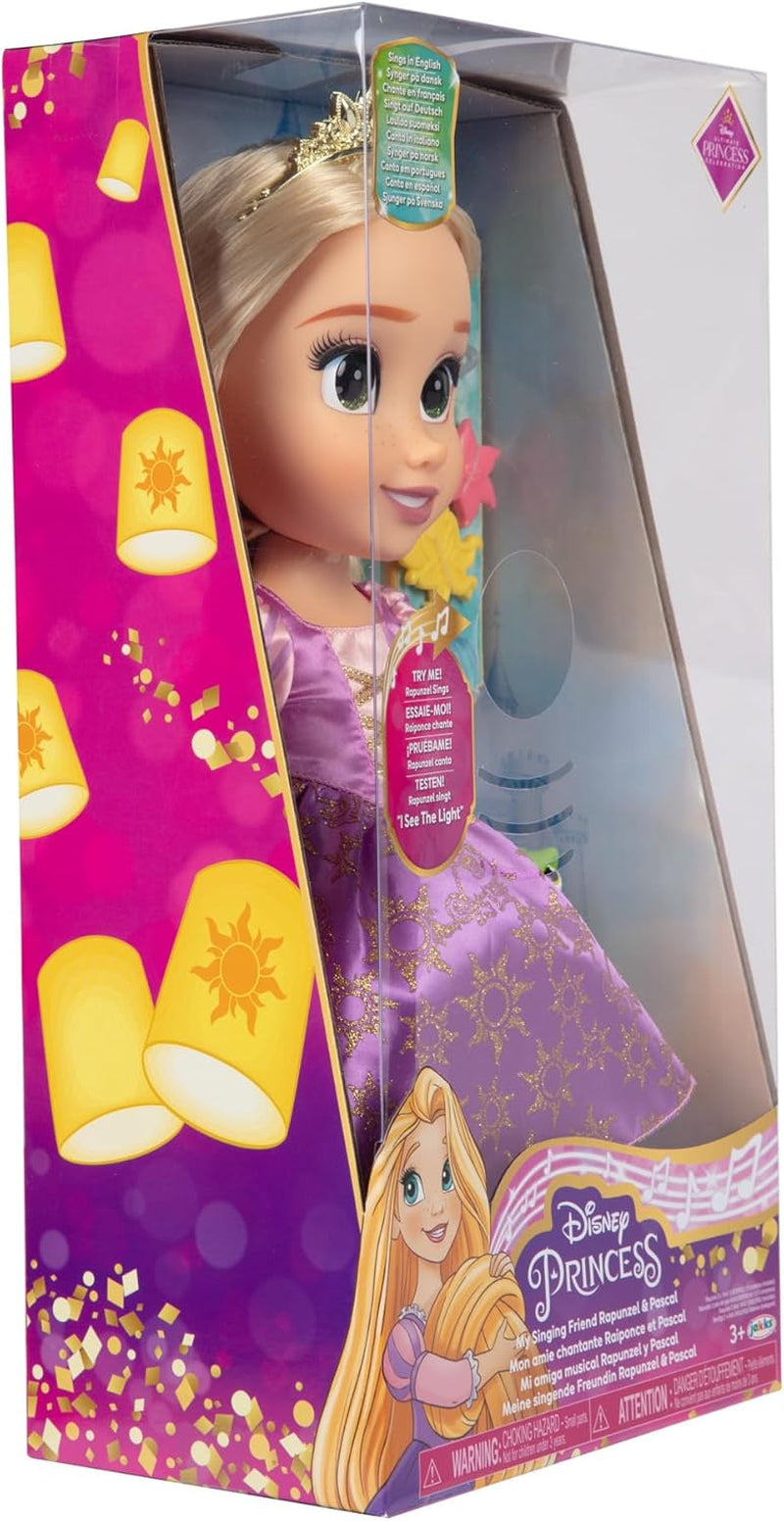 Disney Princess Singing Rapunzel Doll 35 Cm, Sings "I See the Light", Inkluderar tillbehör för roligare, Perfekt för tjejer över 3 år, Purple Dolls Naty Shop