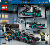 LEGO City Car Transporter med racerbil, leksaksbil med justerbar lastramp och racerbil, byggset med 2 minifigurer, racerförare och lastbilsförare, för barn från 6 år 60406 Byggset Besuche den LEGO-Store