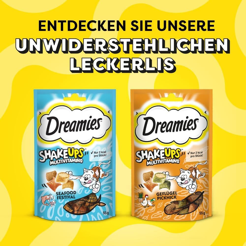 DREAMIES SHAKE UPS Multivitamin Seafood Festival Kattgodis i portionspåsar - 55 g (6 påsar)