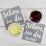 HEKU 'Schön Dass Du Da Bist' cocktailservetter, 3 lager, 25X25Cm, 150 stycken I Elegant design I Idealisk för fester I Praktiskt packad