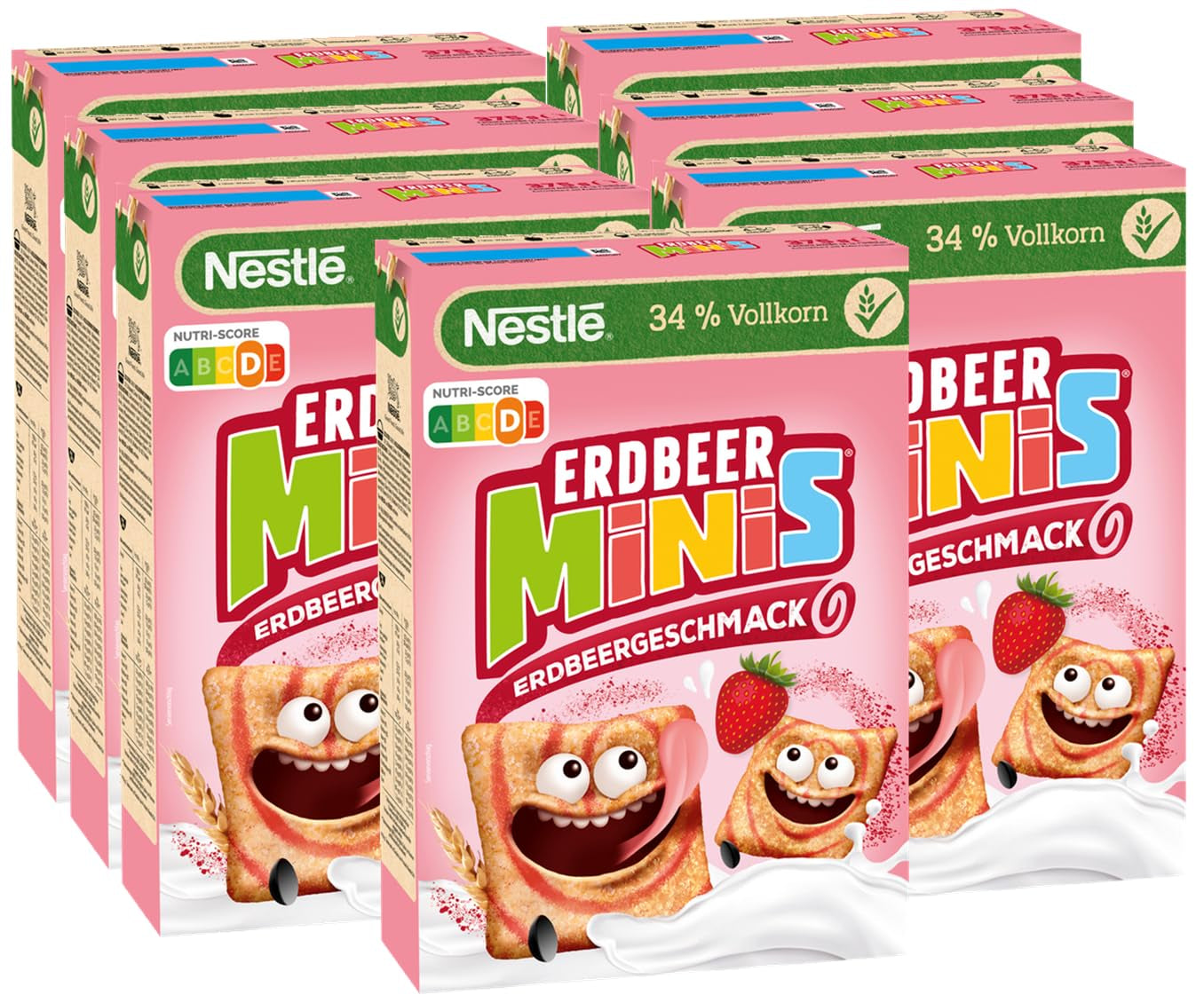 Nestlé Strawberry Minis, hela spannmål med jordgubbssmak, förpackning om 7 (7x375 g)