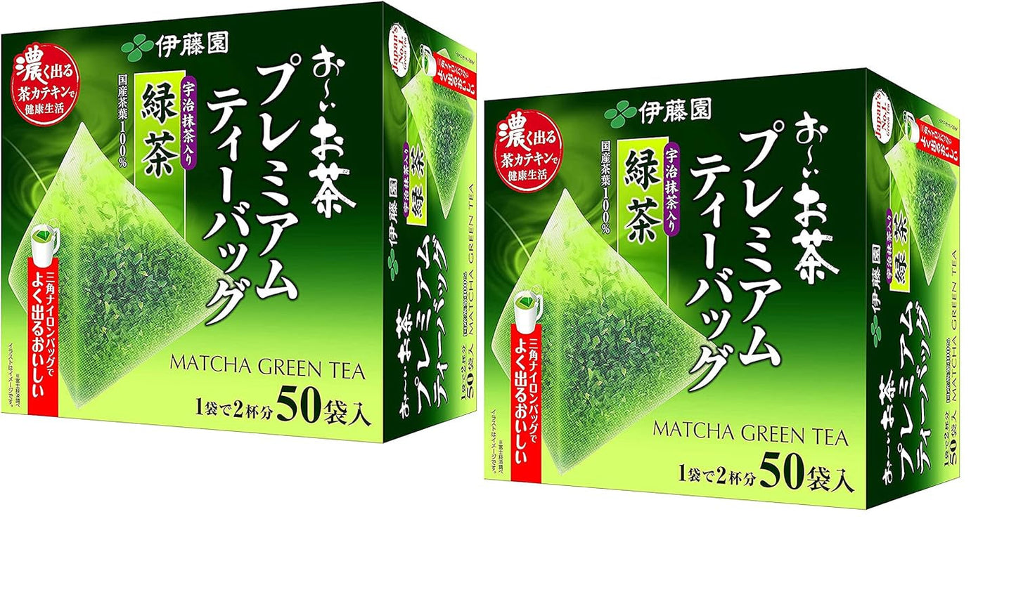 Itoen O ～ I Ocha Premium Matcha grönt te japanskt ryokucha grönt te med Matcha Uji 1,8 g tepåsar 2 boxpack (totalt 100 påsar) Tillverkad i Japan