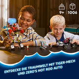 LEGO Dreamzzz Coopers Tiger Mech och Zero'S Hot Rod Car, leksaksbil för barn, present till 9 år gamla pojkar och flickor, 2-i-1 lekset med mek och minifigurer 71497 Byggset Besuche den LEGO-Store