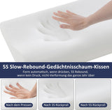 BedStory Memory Foam-kudde, höjdjusterbar nackstödskudde, ergonomisk kudde, sidokudde för rygg- och magsömnarna (60x36x12/10cm)
