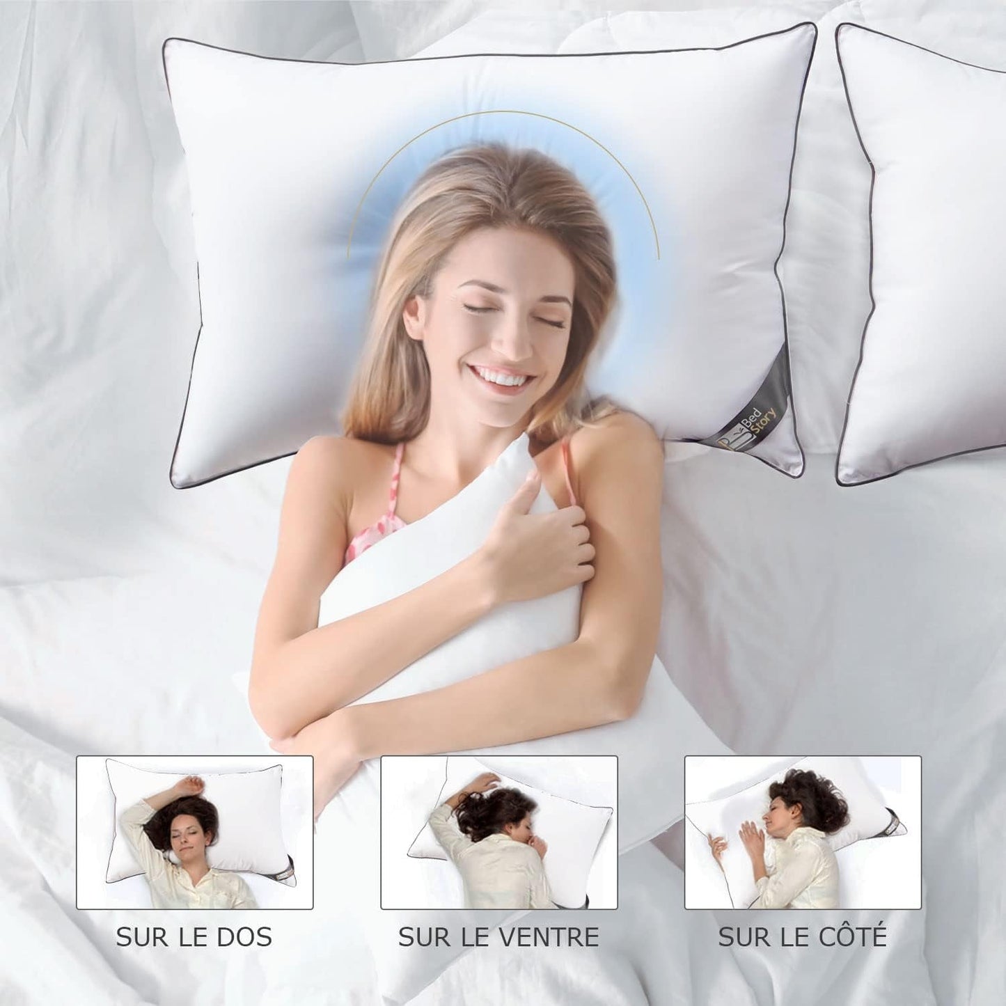Bedstory Kudde, 50 X 70 Cm, 2 delar, Bittålig, Svettandande, Hypoallergen, Fyllning: 100 % polyesterfiber, Ultrakomfort och mjuk komfort och utmärkt stöd Naty Shop Standardkuddar
