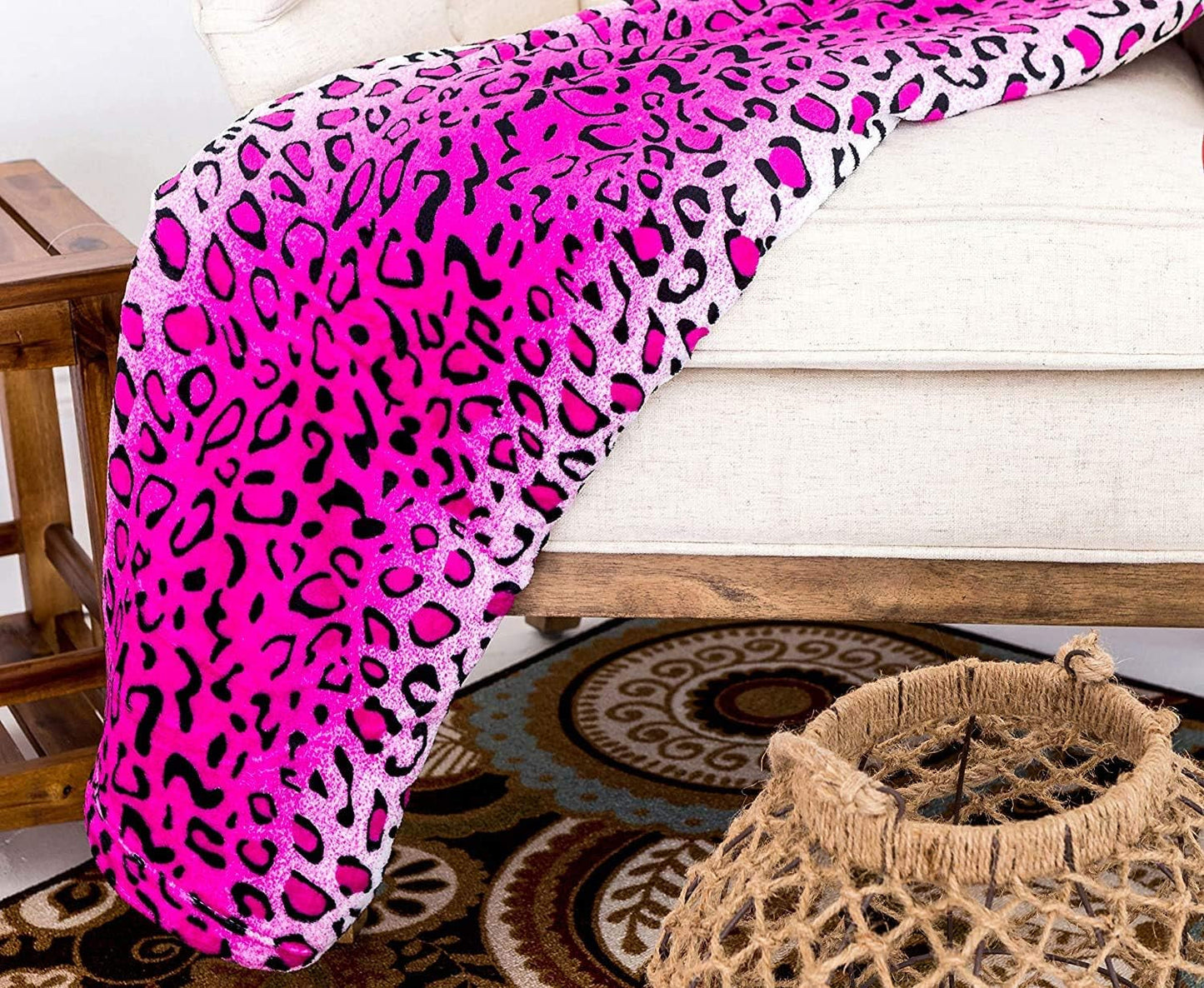 Hem Måste Drottning/Kung Zebra Giraff Safari Djurtryck Hela säsongen Super Mjuk Varm Soffa Sängfilt Säng Storlek Rosa Polyester Rosa Leopard Täcken & täcken Naty Shop