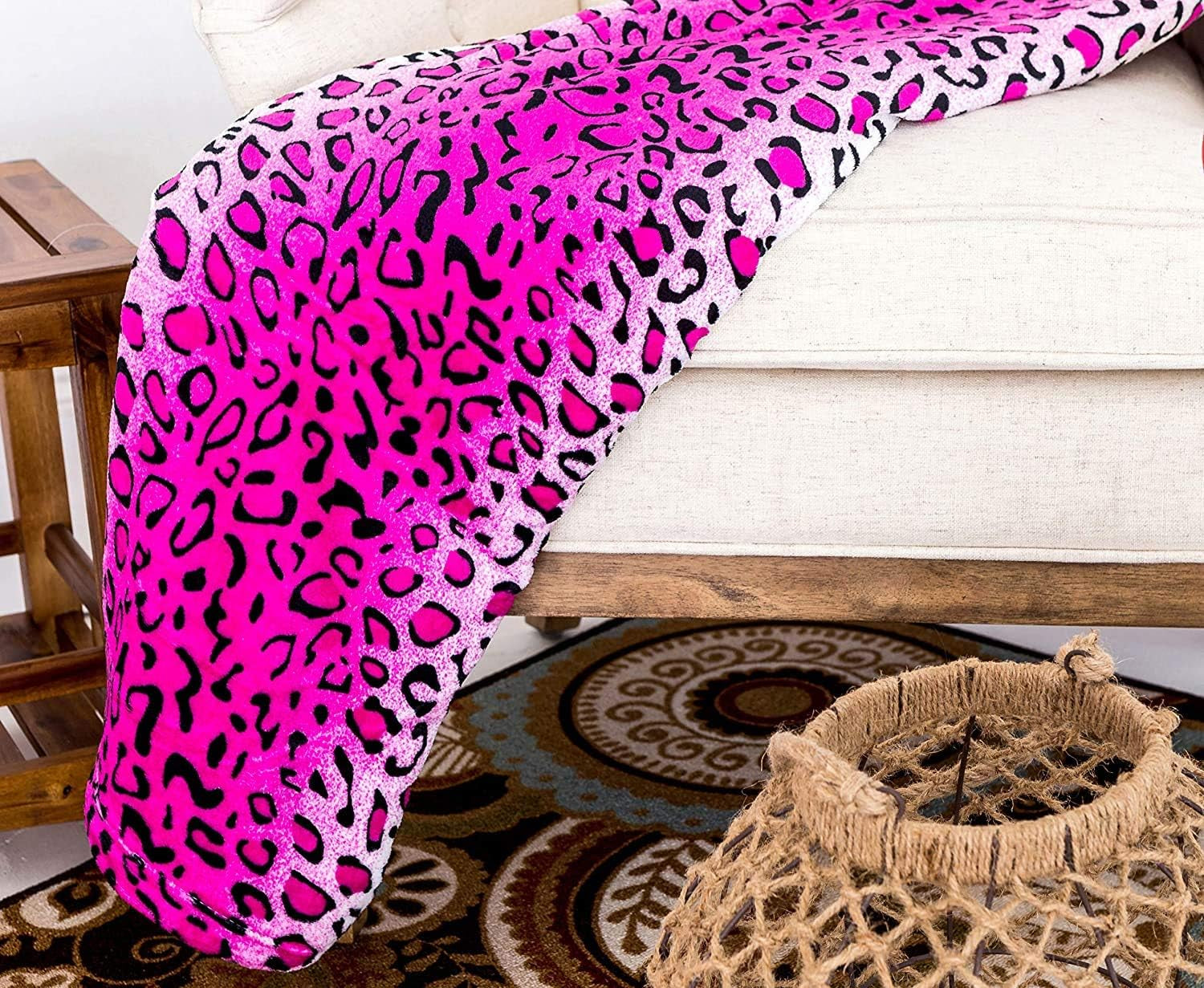 Hem Måste Drottning/Kung Zebra Giraff Safari Djurtryck Hela säsongen Super Mjuk Varm Soffa Sängfilt Säng Storlek Rosa Polyester Rosa Leopard Täcken & täcken Naty Shop