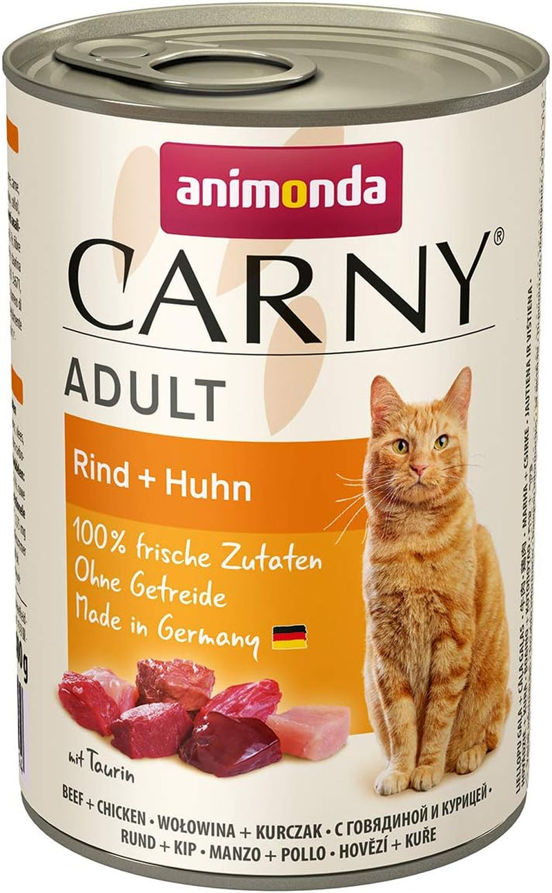 animonda Carny Adult Savory Variety (12 x 400 g), våtfoder för vuxna katter, våtfoder med 100 % färska köttingredienser, spannmålsfri och sockerfri