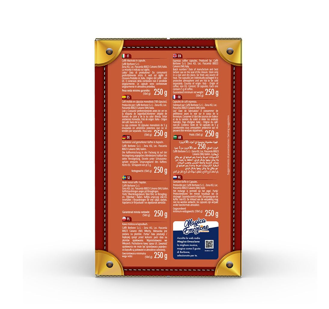 Caffè Borbone Respresso, Light Coffee Mixture, 50% Weniger Kaffein als die Blue Mischung - 50 Kapseln - Kompatibel med Nespresso®* Haushalts-Espressomaschinen